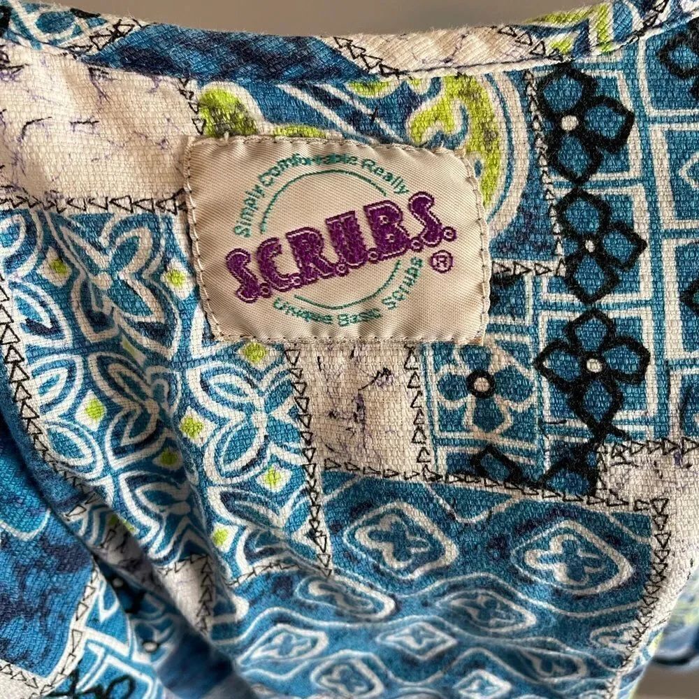 SCRUBS Multi-color Pattered Patchwork Scrub Top - Picture 6 of 9